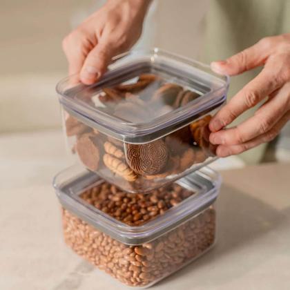 Imagem de Pote Hermético Plástico 1L Organizador Tampa Natural Porta A