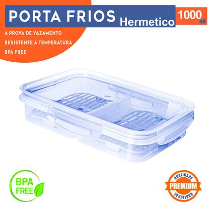 Imagem de Pote Hermético Porta Frios Com Travas Escorredor 1 Litro Para Frios Frutas Vegetais Alimentos Divisória