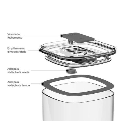 Imagem de Pote Hermético Quadrado 2L Duo Lock Natural PHD400NT - Ou