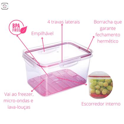 Imagem de Pote Hermético Retangular Com Escorredor 4 Litros Plasutil
