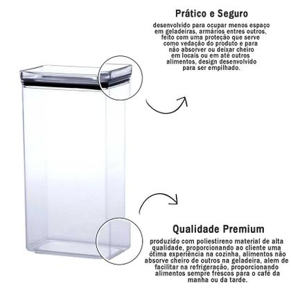 Imagem de Pote Hermético Retangular Empilhável 2600 ml Cristal - Paramount