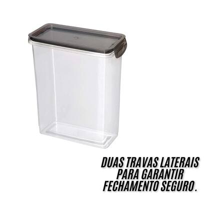 Imagem de Pote Hermético Trava Mais Plasútil Cristal Porta Mantimentos Empilhável Livre de BPA