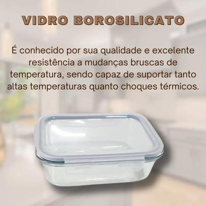 Imagem de Pote Hermético Vidro Retangular 1040ml Marmita Tampa Trava