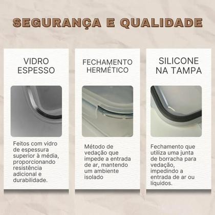 Imagem de Pote Hermético Vidro Retangular 1040ml Marmita Tampa Trava