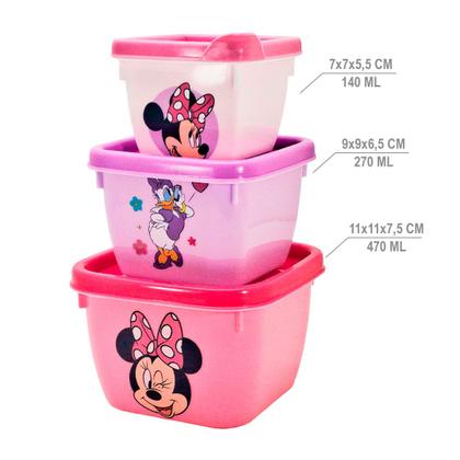 Imagem de Pote Infantil Kit com 3 Marmitas para lanche Escolar Plasútil