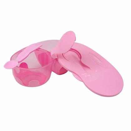 Imagem de Pote Infantil Rosa com Divisória, Tampa e Colher Clingo