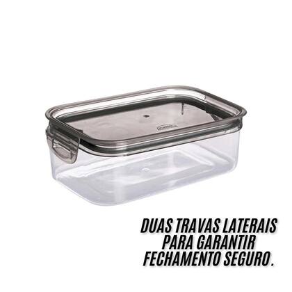 Imagem de Pote Mantimentos Fechamento Hermético Tampa Trava Mais Cristal Porta Mantimentos 500ML Plasutil
