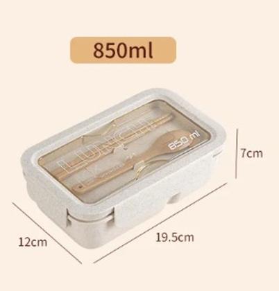 Imagem de Pote Marmita 2 Divisórias com Talher Fitness Lunch Box 850ml