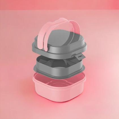 Imagem de Pote Marmita Fit Com 2 Divisórias C/ Tampa Hermético Trava Alça