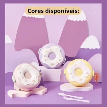 Imagem de Pote Marmita Lancheira Infantil Com Divisória Donuts e Talheres