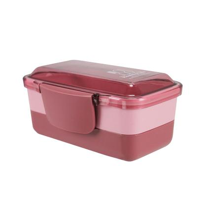 Imagem de Pote Marmita Plástico Alimentos com 2 Andares Divisórias Compartimentos Trava Dupla Livre BPA Free 950 Ml