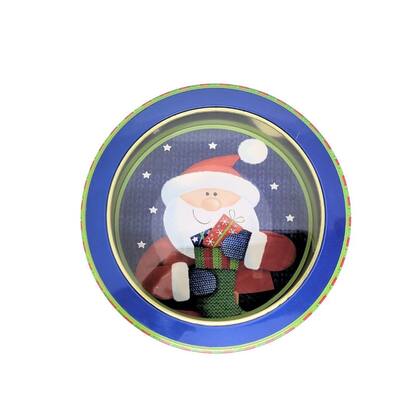 Imagem de Pote Metal Redondo Decorado Natal Papai Noel Com Visor 800ml - Art Christmas