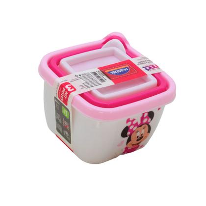 Imagem de Pote Minnie Rosa Infantil Kit com 3 Marmitas para lanche Escolar Plasútil