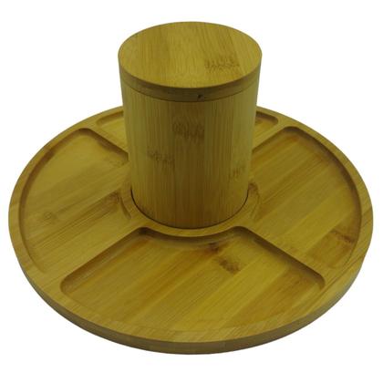 Imagem de Pote Multiúso Com Tampa + Petisqueira 5 Divisórias Bambu