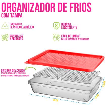 Imagem de Pote Organizador de Frios Geladeira c/ Divisória Removível