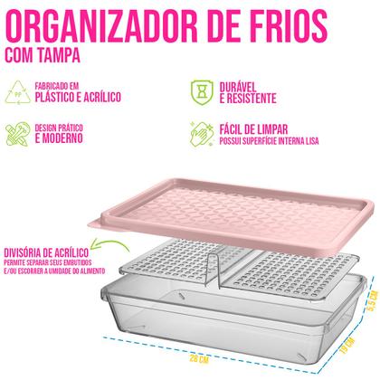 Imagem de Pote Organizador de Frios Geladeira c/ Divisória Removível