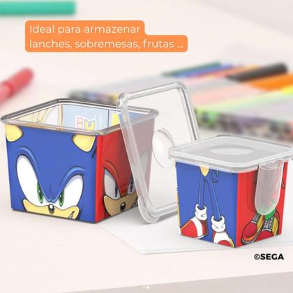 Imagem de Pote Organizador Duplo Lancheira Infantil Marmita Porta Lanche Escola Multiuso