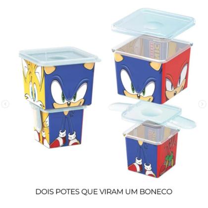 Imagem de Pote Organizador Duplo Lancheira Infantil Marmita Porta Lanche Escola Multiuso