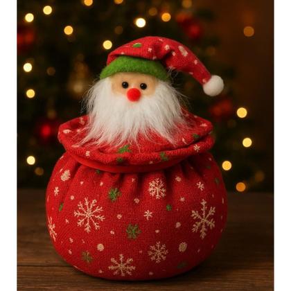 Imagem de Pote Pano Rosto Noel Com Tampa Em Poliéster 10X8Cm Enfeite