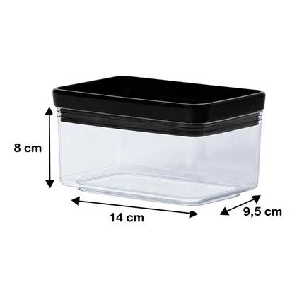 Imagem de Pote Para Mantimentos Hermético Black Retangular Empilhável 580ml Código 2123 Paramount Plásticos