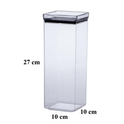 Imagem de Pote Para Mantimentos Hermético Quadrado Empilhável 2200ml Código 1163 - Paramount Plásticos