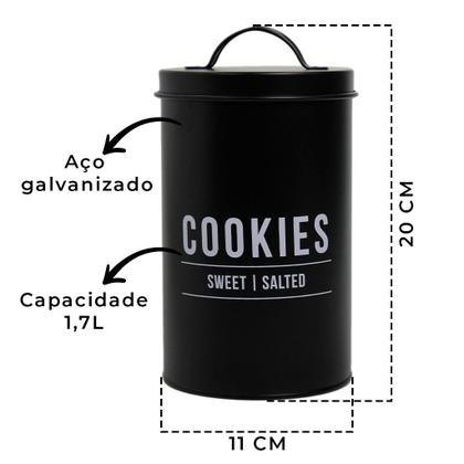 Imagem de Pote Para Mantimentos Lata Com Tampa Para Cookies Bolacha Biscoito 1,7 Litros