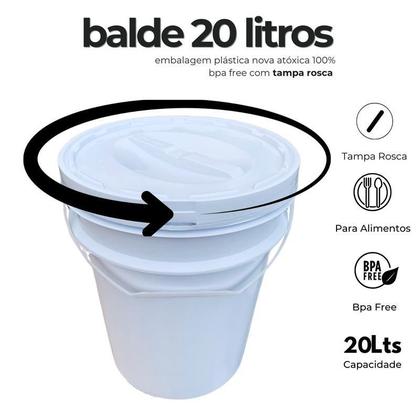 Imagem de Pote Para Pipoca 20 Litros Tampa Rosca-Kit 8 Pçs