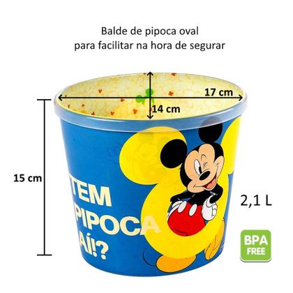 Imagem de Pote para Pipoca Infantil do Mickey Balde Original 2 Litros - 1 unidade