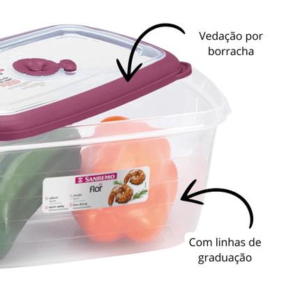 Imagem de Pote Plástico Redondo Hermético Açaí 3,2L Flor Sanremo