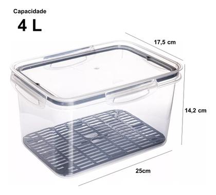 Imagem de Pote Plasutil 4l Hermético Tela Escorredor C/ Trava