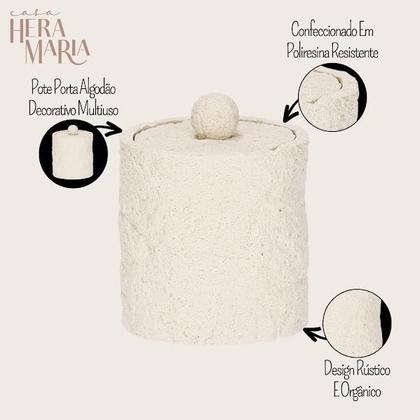 Imagem de Pote Porta Algodão Decorativo Multiuso Minimalista Em Poliresina Luxo