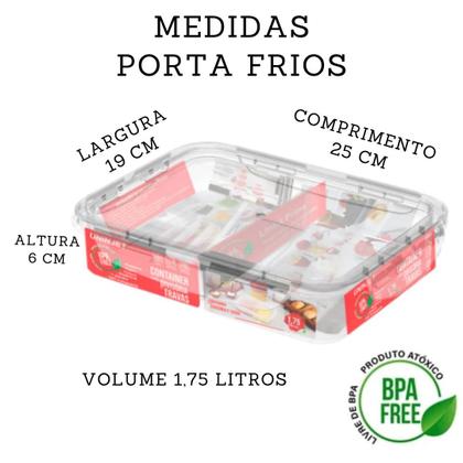 Imagem de Pote Porta Frios com Travas Laterais kit 2 Pote Organizador Divisória Presunto e Queijo