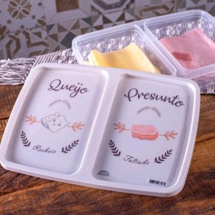 Imagem de Pote Porta Frios Presunto Queijo Plástico - Retangular Cor Transparente