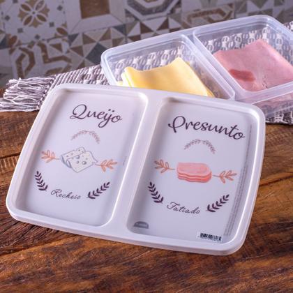Imagem de Pote Porta Frios Presunto Queijo Plástico - Retangular Cor Transparente