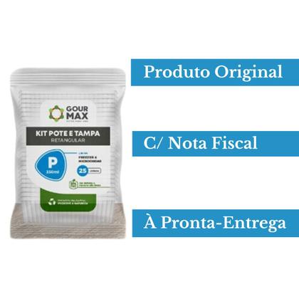 Imagem de Pote Preto 48un 350ml Descartável Marmita Freezer Microondas Fitness Retangular