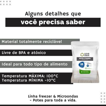 Imagem de Pote Preto C/ 24un 500ml Marmita Fitness Descartável Freezer Microondas C/ Tampa