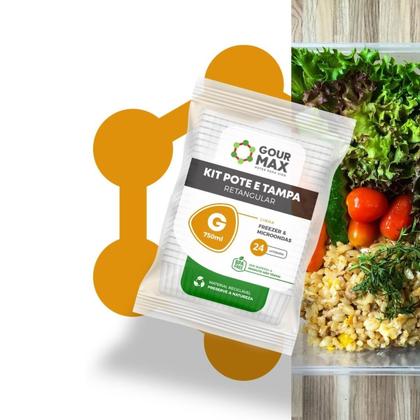 Imagem de Pote Preto C/ 72un 750ml Descartável Marmita Freezer Microondas Fitness Retangular C/ Tampa