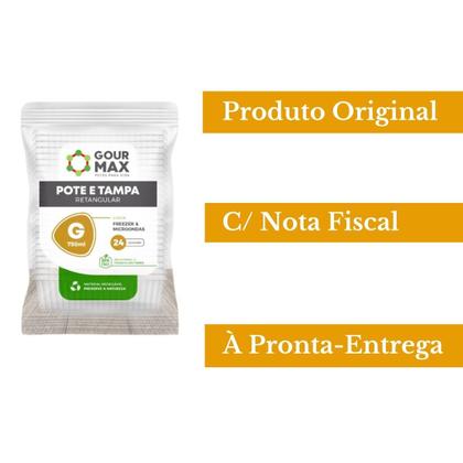 Imagem de Pote Preto C/ 72un 750ml Descartável Marmita Freezer Microondas Fitness Retangular C/ Tampa