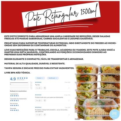 Imagem de Pote Retangular 1500ml - Alimentos - Embanet