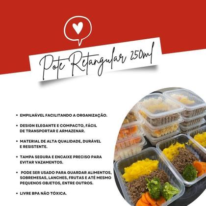Imagem de Pote Retangular 250ml - Resistente ao Frio e Calor - Embanet