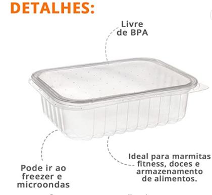 Imagem de Pote retangular 350 ml freezer e microondas com 144 unidades