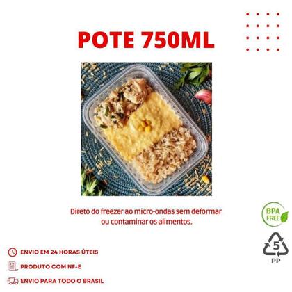 Imagem de Pote Retangular 750ml - Resistente ao Calor e Frio - Embanet