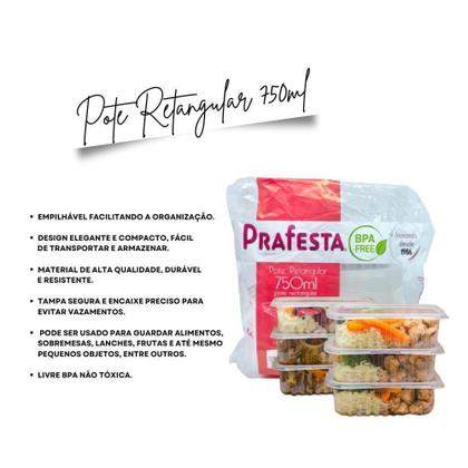 Imagem de Pote Retangular 750ml - Resistente ao Calor e Frio - Embanet