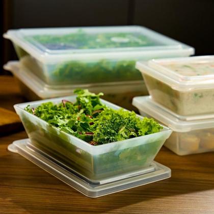 Imagem de Pote Retangular Com Tampa 5L Natural Geladeira Mantimentos