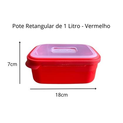 Imagem de Pote Retangular de 1 Litro - Vermelho