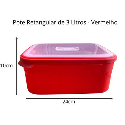 Imagem de Pote Retangular de 3 Litros - Vermelho
