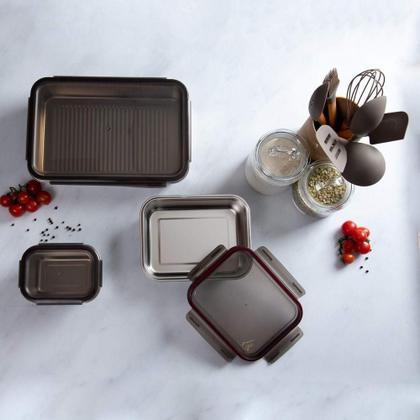 Imagem de Pote Retangular Em Aço Inox 2,25 Litros Kenya