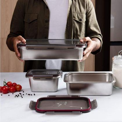 Imagem de Pote Retangular Em Aço Inox 2,25 Litros Kenya