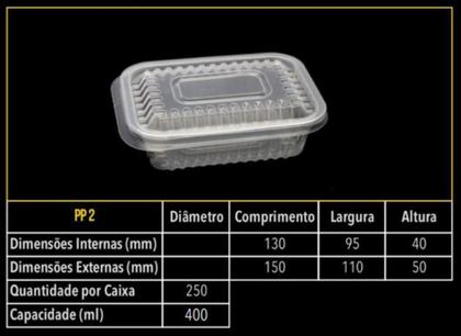 Imagem de Pote retangular PP2 c/tampa 400 ml c/10 unid. -  Starpack - embalagem freezer e microondas (16077)