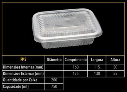 Imagem de Pote retangular PP3 c/tampa 750 ml c/10 unid. - Starpack - embalagem freezer e microondas (16078)